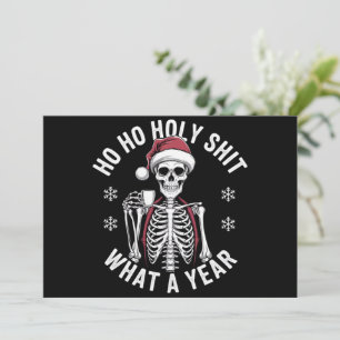 Cartão De Festividades Camisa Santa Que Ano Humor De Natal Esqueleto