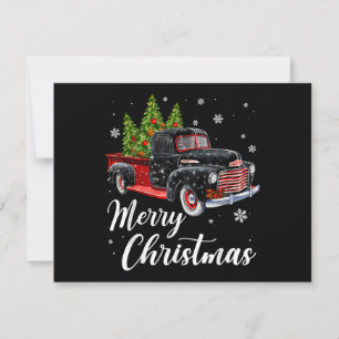 Cartão De Festividades Camisa Vintage de Natal Árvore em Caminhão Vermelh