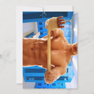Cartão De Festividades CamisaSlipperyJoe do homem musculoso sem abs peito