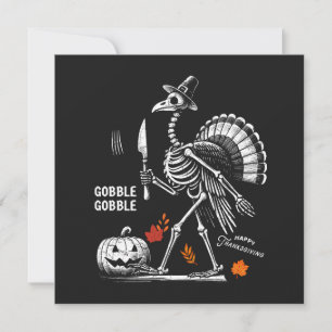 Cartão De Festividades Camiseta Esqueleto de Peru Gobble Gobble