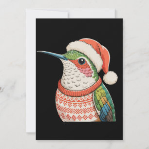 Cartão De Festividades Camiseta Feia de Beija-Flor Chapéu de Papai Noel N