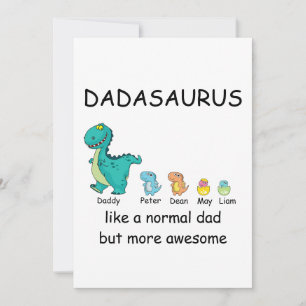Cartão De Festividades Camiseta Persoanlizada Dadasaurus para até 4 filho