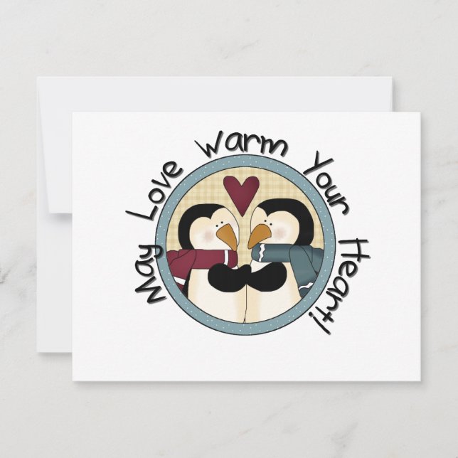 Cartão De Festividades Camisetas e presentes de Natal de Pinguin Love (Frente)