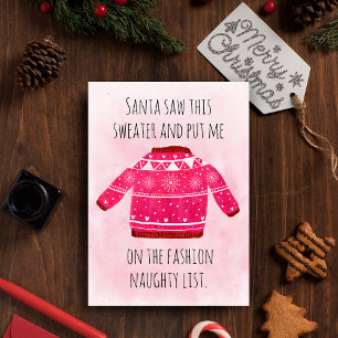 Cartão De Festividades Camisola de Natal Feia Rosa Lista Travessa Hilária