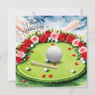 Cartão De Festividades Campo de Golfe Romântico com Rosas – Aquarela
