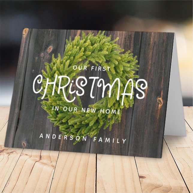 Cartão De Festividades Campo Russo Madeira Primeiro Natal Novo Lar (Criador carregado)