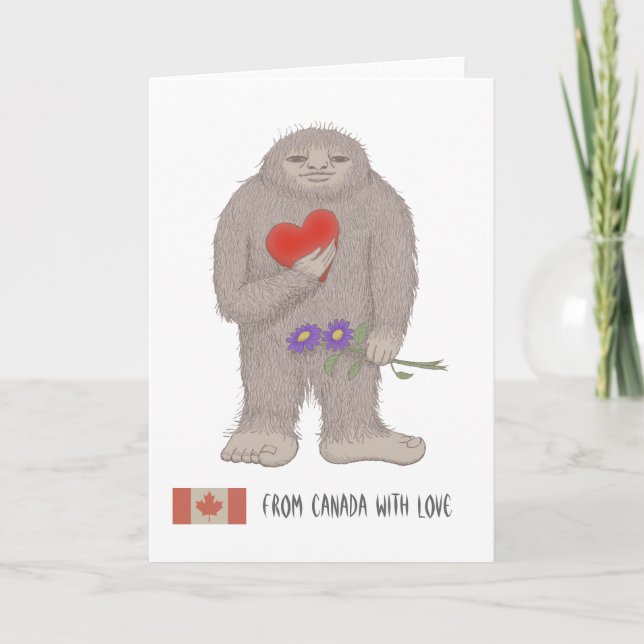 Cartão De Festividades Canadian Bigfoot Sasquatch Valentine's day Card (Frente)