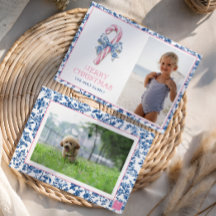 Canas de Natal Azul e Chinoiserie Rosa