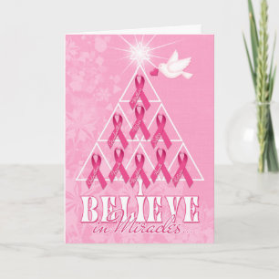 Cartão De Festividades Cancer Awareness Pink Ribbon Christmas Tree