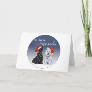 Cartão De Festividades Canções de Natal de Scottie e Westie