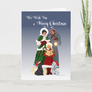 Cartão De Festividades Canções de Natal de Westie e Scottie