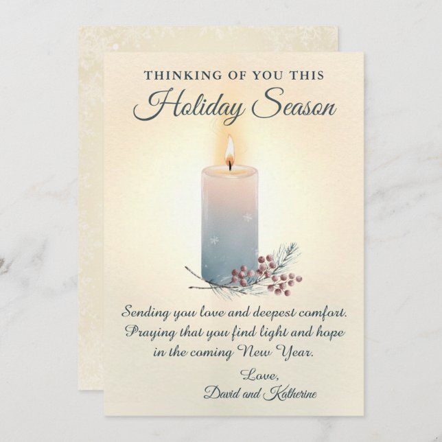 Cartão De Festividades Candlelight Christmas Sympathy Condolence Card (Frente/Verso)