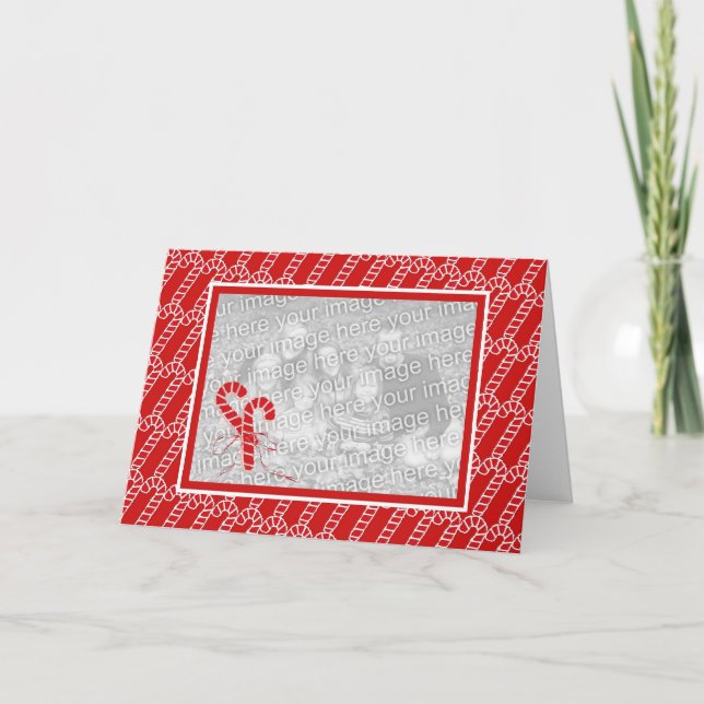 Cartão De Festividades Candy Cane-Cartão com fotos (Frente)