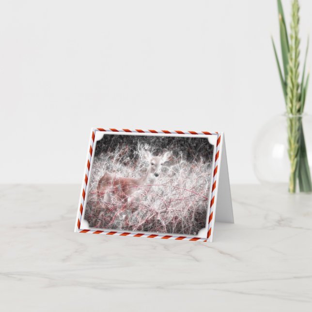 Cartão De Festividades Candy Cane Christmas Deer Holiday Card (Frente)