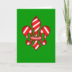 Cartão De Festividades Candy Cane Holiday Fleur de lis Greeting Card