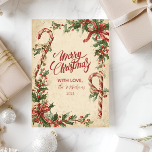 Cartão De Festividades Candy Cane Poinsettia Natal