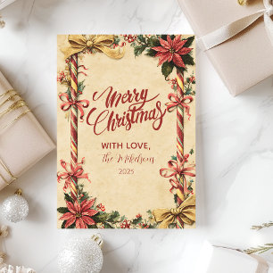 Cartão De Festividades Candy Cane Poinsettia Natal