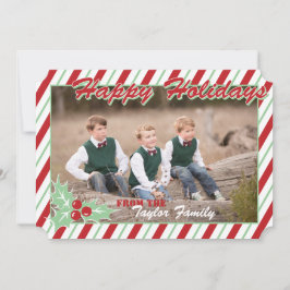 Cartão De Festividades Candy Cane Stripe Holiday Photo Card