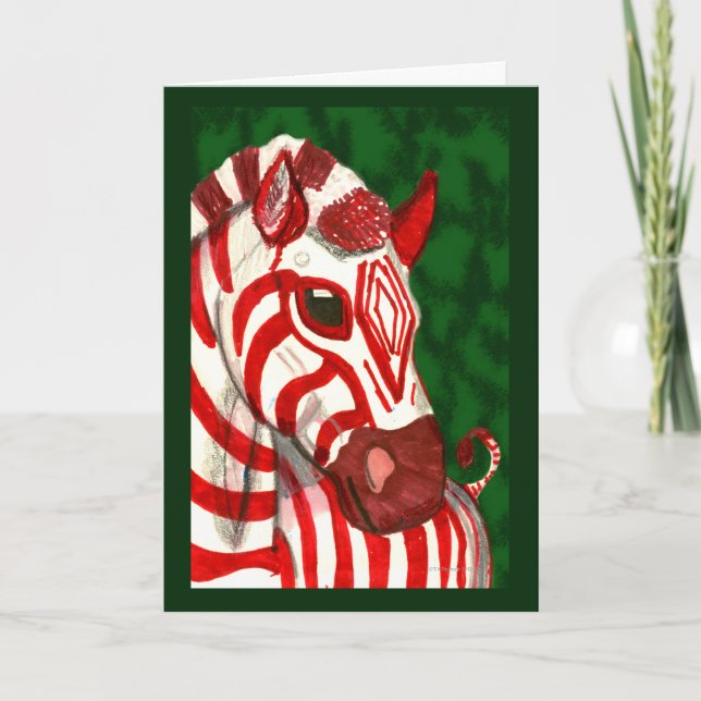 Cartão De Festividades Candy Cane Zebra Christmas Card (Frente)