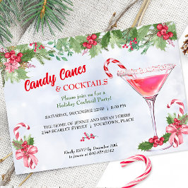 Cartão De Festividades Candy Canes e Cocktails Festa de Natal