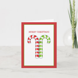 Cartão De Festividades Candy Canes red green Christmas Note Card