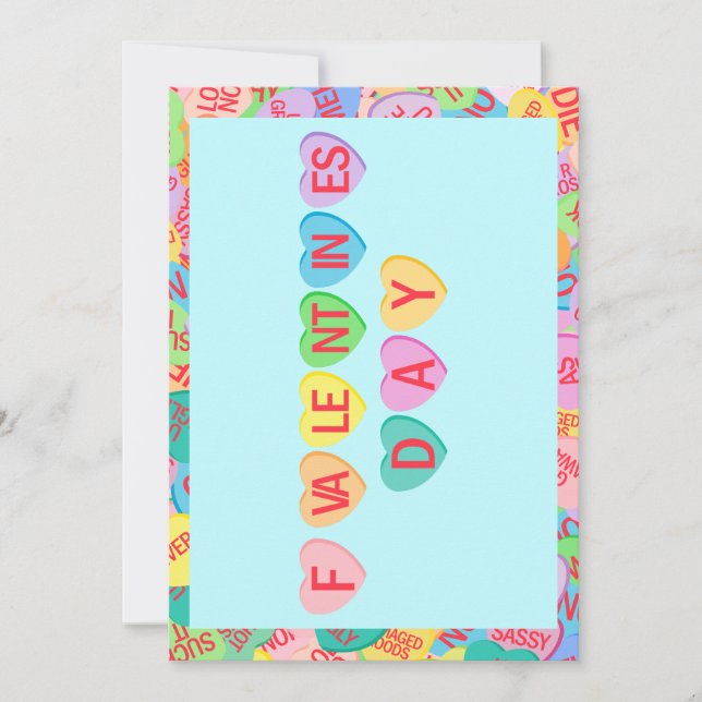Cartão De Festividades Candy Hearts V. 2.0 (Frente)