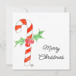 Cartão De Festividades Candycane With Holly