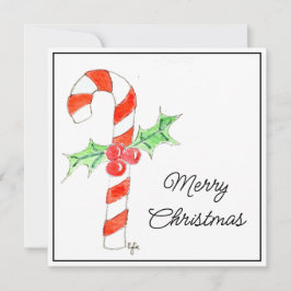 Cartão De Festividades Candycane With Holly