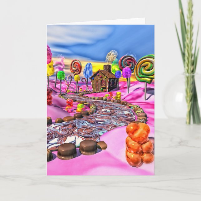 Cartão De Festividades Candyland cor-de-rosa (Frente)