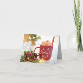 Cartão De Festividades Caneca Acredite, Marshmallows, Decorações de Natal