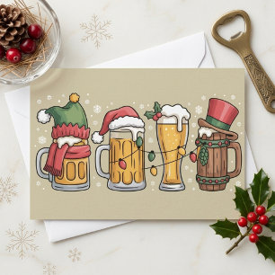 Cartão De Festividades Canecas de Natal Festivas de Cerveja Ilustração de