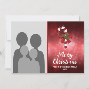 Cartão De Festividades Canela Vermelha De Candy Em Um Fundo De Bokee Verm