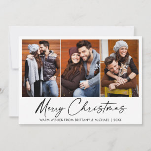 Cartão De Festividades Caneta de Tinta Caligráfica Natal 3 Casal de Foto