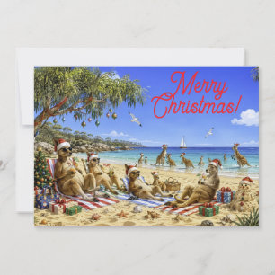 Cartão De Festividades Canguru da Praia de Natal Feliz Natal