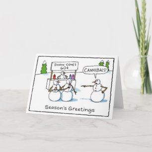 Cartão De Festividades Cannibal Snowmen Funny Greeting Card