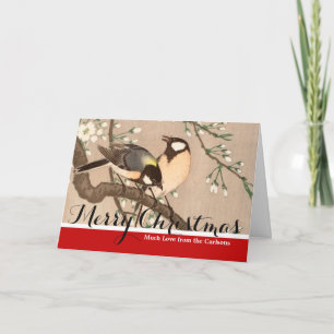 Cartão De Festividades Cantarilho de Chickadebird asiático japonês