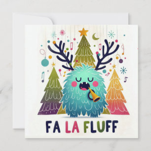 Cartão De Festividades Cantarolador de Natal Fofo "fa la fluff"