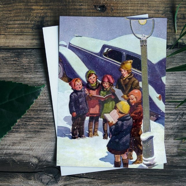 Cartão De Festividades Cantores de Natal Antigos sob as Estrelas  (Criador carregado)