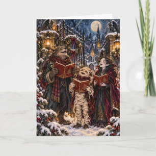 Cartão De Festividades Cantores de Natal Monstros Góticos Lobisomem Vampi
