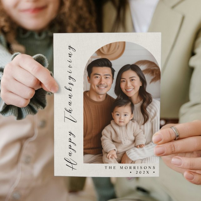 Cartão De Festividades Canvas White Custom Photo Happy Graças (Foto Perso (Criador carregado)