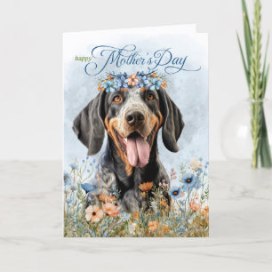 Cartão De Festividades Cão Bluetick Coonhound Flores Silvestres Dia das M
