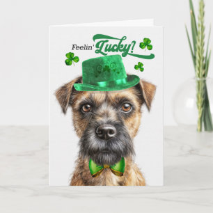 Cartão De Festividades Cão Border Terrier com sorte no dia de São Patríci