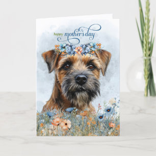 Cartão De Festividades Cão Border Terrier Flores Silvestres Dia das Mães