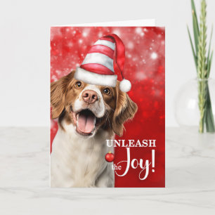 Cartão De Festividades Cão Brittany Spaniel Desperte a Alegria Natal