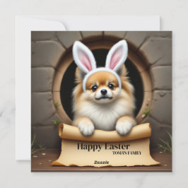 Cartão De Festividades Cão da Pomerânia - com Nome da Família