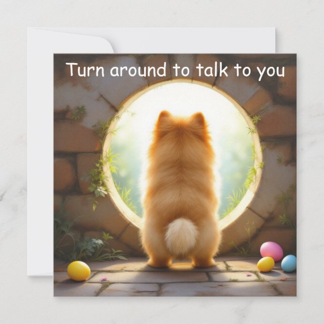 Cartão De Festividades Cão da Pomerânia - Páscoa (Frente)