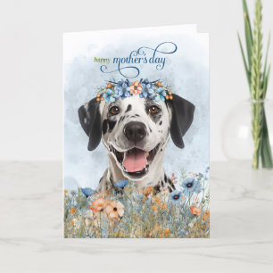 Cartão De Festividades Cão Dalmata Flores Silvestres Dia das Mães