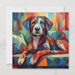 Cartão De Festividades Cão de Cubismo AI