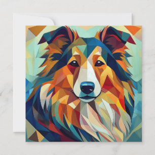 Cartão De Festividades Cão de Cubismo AI
