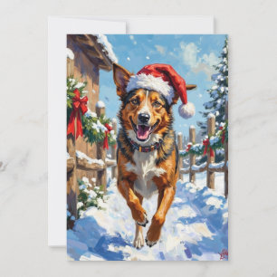 Cartão De Festividades Cão de Gado Australiano Red Heeler Natal